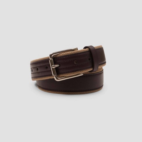 Men Brown Check Formal Belt