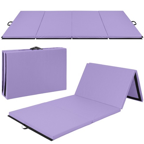 Best Choice Products 10ftx4ftx2in Folding Gymnastics Mat 4 Panel Exercise Workout Floor Mats w Handles Purple