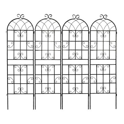 Dolonm 4 Pack Metal Garden Trellis 71" x 19.7" Rustproof Trellis for Climbing Plants Outdoor Flower Support Black