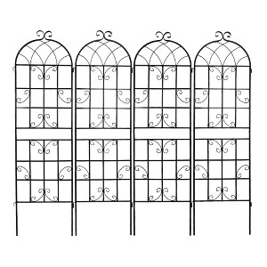 Dolonm 4 Pack Metal Garden Trellis 71" x 19.7" Rustproof Trellis for Climbing Plants Outdoor Flower Support Black - 1 of 4