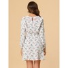 INSPIRE CHIC Women's Floral Ruffle Trim Doll Collar Smocked Waist A-line Dress - 4 of 4