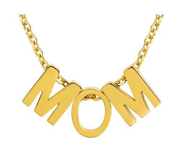 ELYA 18K Gold Plated Stainless Steel 'MOM' Pendant Necklace