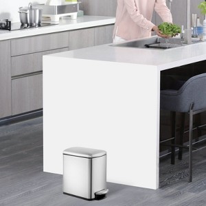 2x8 Gallon Dual Compartment Trash Can, Step Waste Container with Soft-Close Lid, 60L Stainless Steel Garbage Can with Removable Inner Bucket for Home - 1 of 4