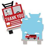 Big Dot of Happiness Fired Up Fire Truck - Shaped Thank You Cards - Firefighter Baby Shower Birthday Party Thank You Cards with Envelopes - Set of 12