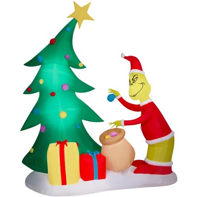 Grinch Airblown Inflatable Putting Ornaments on Tree LG Scene Dr. Seuss , 8.5 ft Tall