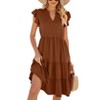 Women's V-Neck Lotus Leaf Sleeve Short Sleeve Casual Midi Dress - 2 of 4