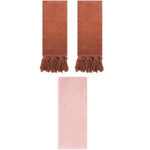 REGALWOVEN 3 Packs Cotton Soft Absorbent Tassels and Waffle Decorative Hand Towel - 1 of 4