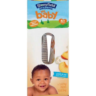 Stonyfield Organic YoBaby Peach &#38; Oat Whole Milk Yogurt - 4ct/3.4oz Pouches_2