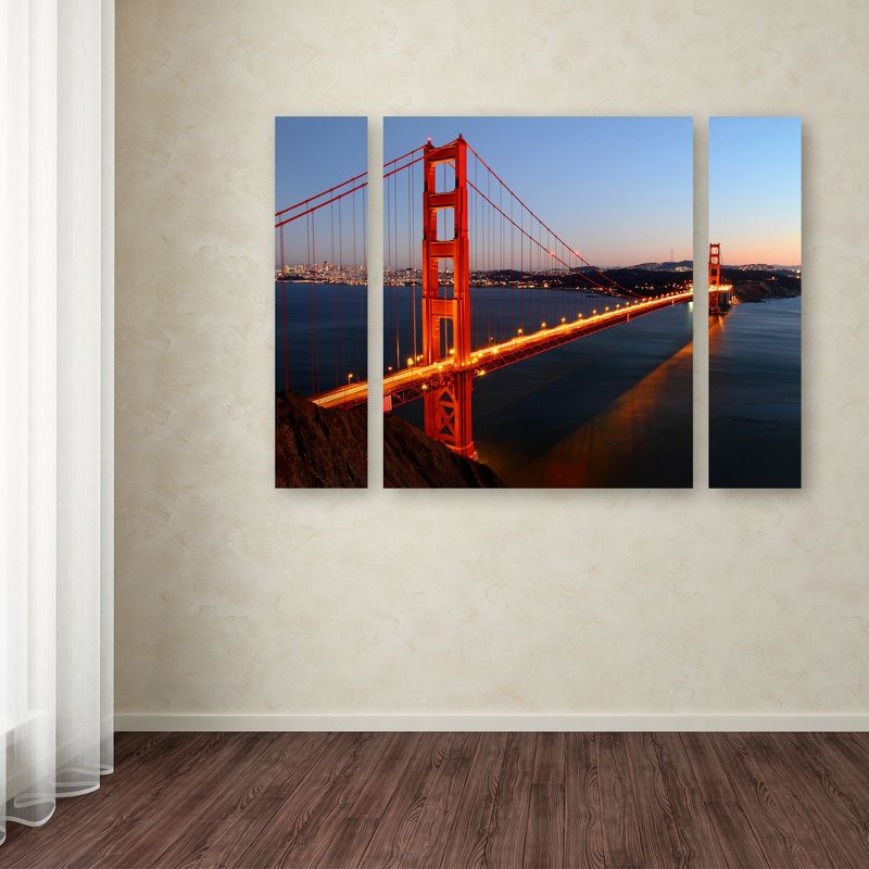 Trademark Fine Art -Pierre Leclerc 'Golden Gate SF' Multi Panel Art Set Large, 3 of 4