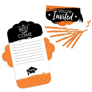 Big Dot of Happiness Orange Grad - Best is Yet to Come - Fill-In Cards - Orange Graduation Party Fold and Send Invitations - Set of 8 - 1 of 4