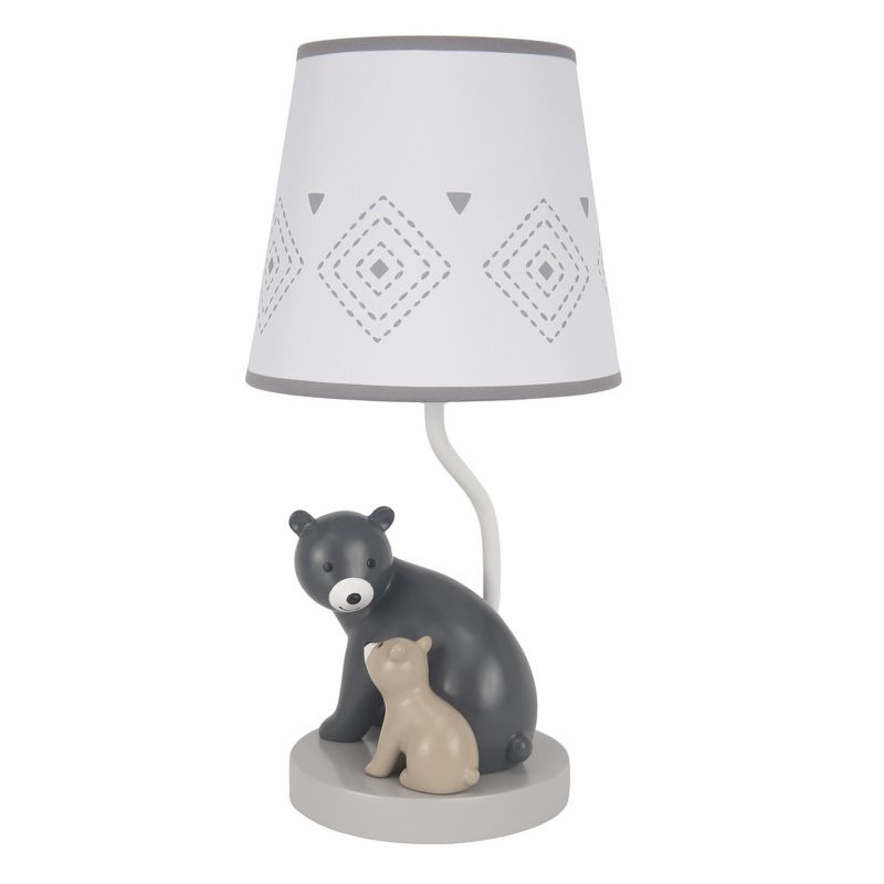 Lambs & Ivy Woodland Forest Gray Bears Nursery Lamp with Shade & Bulb, 2 of 5