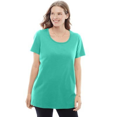 Woman Within Plus Size Perfect Short-Sleeve Scoopneck Tee