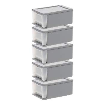 IRIS USA 4 Pack 6qt Plastic Compact Stackable Storage Drawers, White 