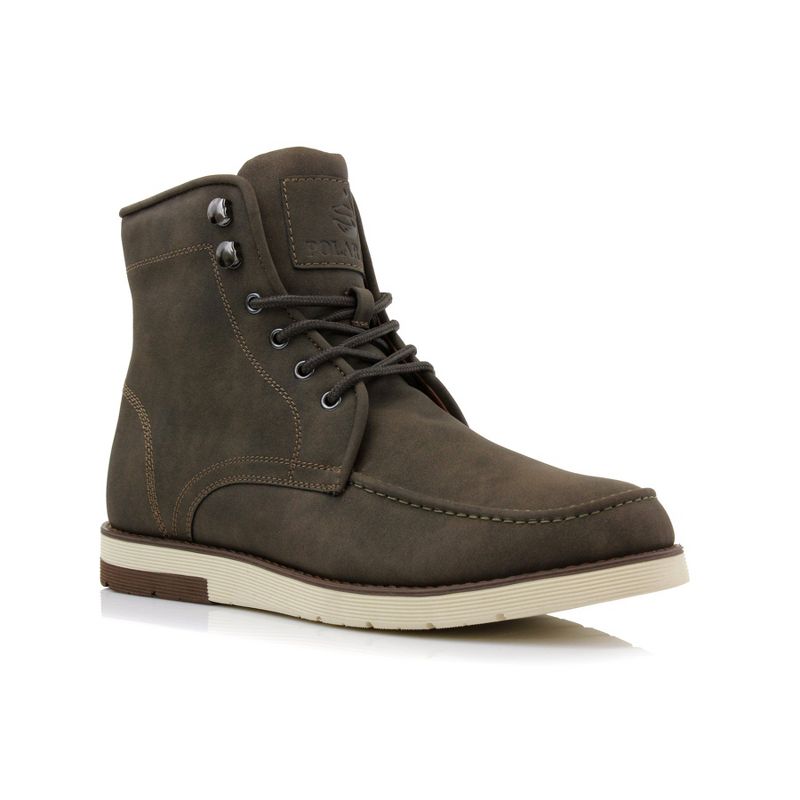 Polar Fox Mens Brixton MPX506065 Lace-up Moc-Toe Daily Work Boots, in Cigar Brown, Size 6.5