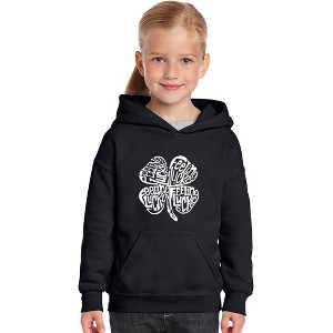 LA Pop Art Girl's Word Art Hooded Sweatshirt - Feeling Lucky - 1 of 4