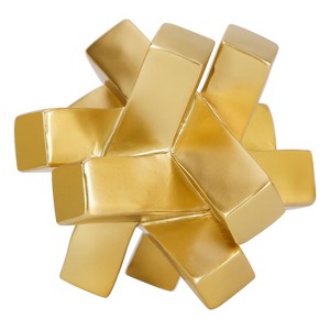 Itopfox Gold Knot Decor 1 Piece 5.5 Inch Resin Geometric Sculpture Modern Decorative Object for Shelves Coffee Table Bookcase Entryway - 1 of 4