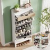 Garvee Shoe Storage Cabinet with 2/3/4 Flip Drawers,Farmhouse Fluted Shoe Organizer,Freestanding Hidden Slim Narrow Shoe Rack for Entryway,Foyer - 4 of 4