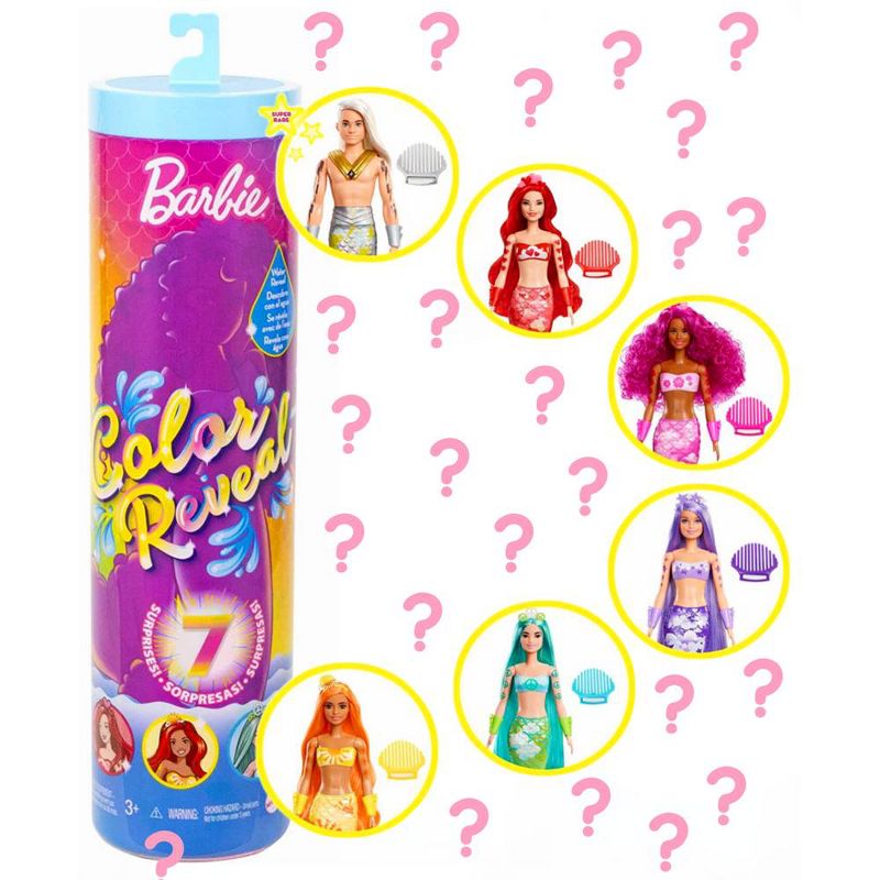 Barbie - Color Reveal ! Color Changing Prince or Princess' Mermaid Doll with 7 Unboxing Surprises, 2 of 8