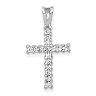 Black Bow Jewelry 14k White Gold 1/6 or 1/4 Ctw Diamond Latin Cross Pendant