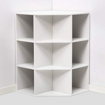 Corner CubeBookshelf White - Room Essentials™: 9-Compartment Organizer, Fits 11" Cubes, Particle Board Construction