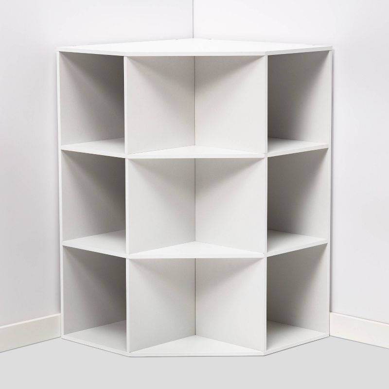 Corner CubeBookshelf White - Room Essentials&#8482;: 9-Compartment Organizer, Fits 11&#34; Cubes, Particle Board Construction, 1 of 8