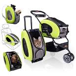 ibiyaya Compact Multifunctional 5-in-1 EVA Convertible Foldable Small Pet Carrier/Stroller Combo System for Dog or Cat up to 16 Pounds, Green