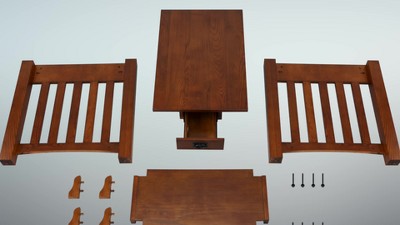 Medium Oak Mission Style End Table with Drawer and Shelf