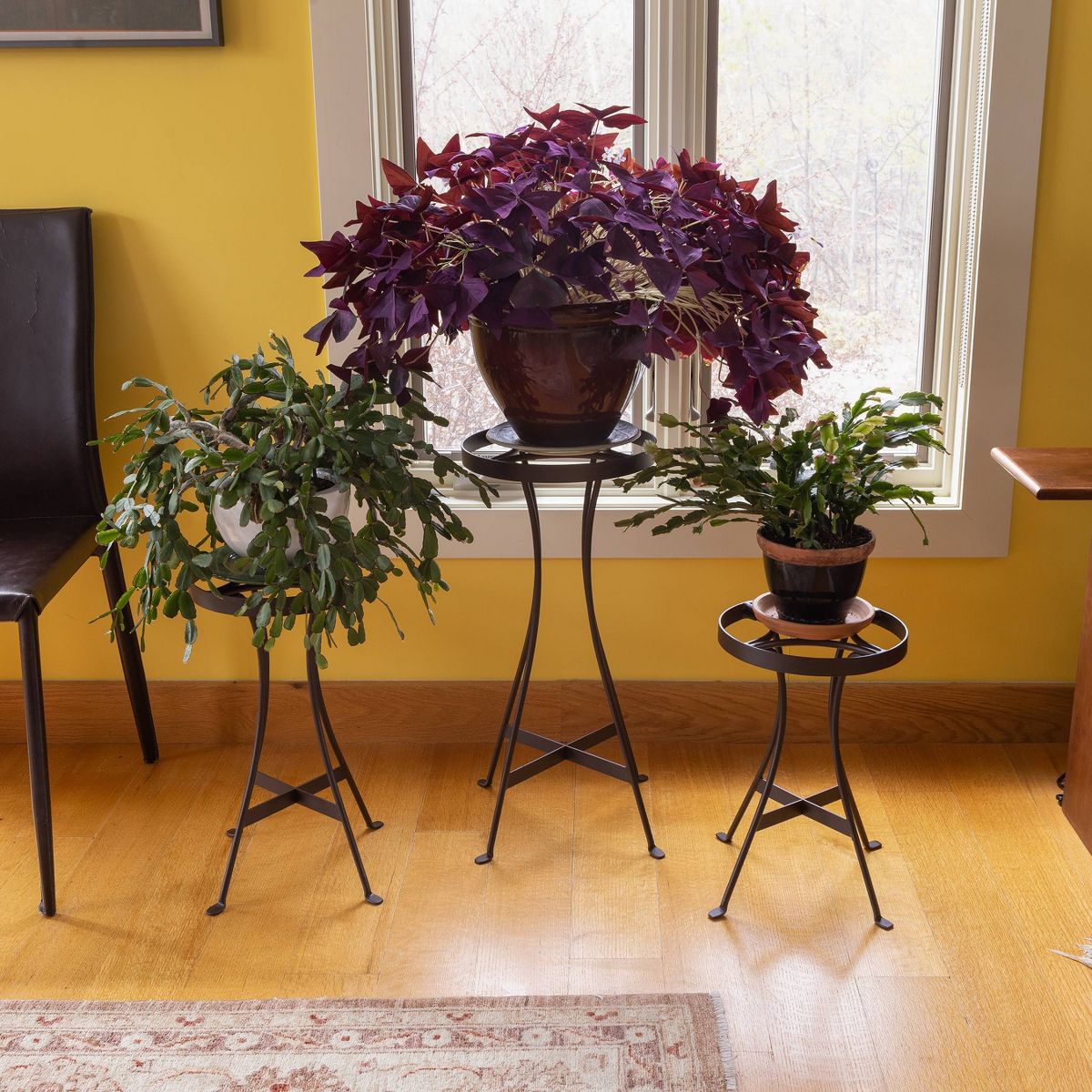 ACHLA Designs Roman Bronze Wrought Iron Outdoor Planter Stand Black 10.5"x10.5"x18.75" - thumbnail 5