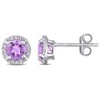 Amethyst and Diamond Stud Earrings in Sterling Silver - Purple - image 3 of 4