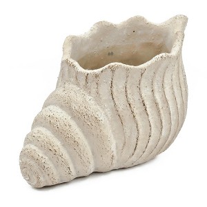NAYSAYE Planter Sand and Cement Nautilus Shell Planter with Textured Beige Finish for Indoor Outdoor Garden, Beige, 11.5"*7"*7" - 1 of 4