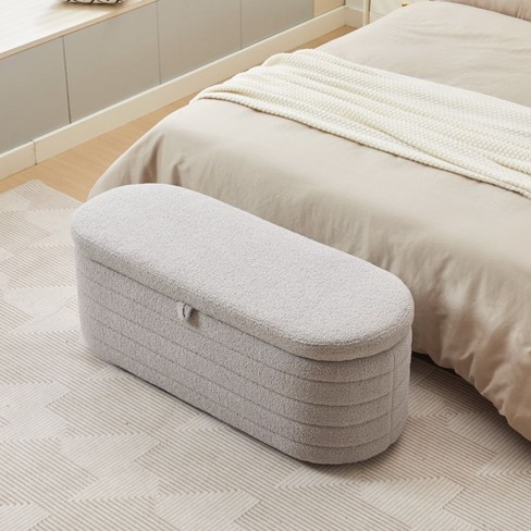 NicBex Modern 45" Storage Bench Boucle Accent Stool with Cushioned Top for Entryway and Living Room - image 1 of 4