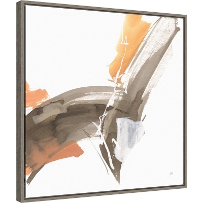 22" x 22" Abstract Brown and Orange Canvas Wall Art