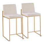Set of 2 FujiHB Polyester/Steel Counter Height Barstools Gold/Beige - LumiSource