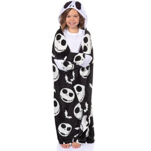 Disney Nightmare Before Christmas Kids Jack Skellington Hooded Throw 40"X 50" Black - 1 of 4
