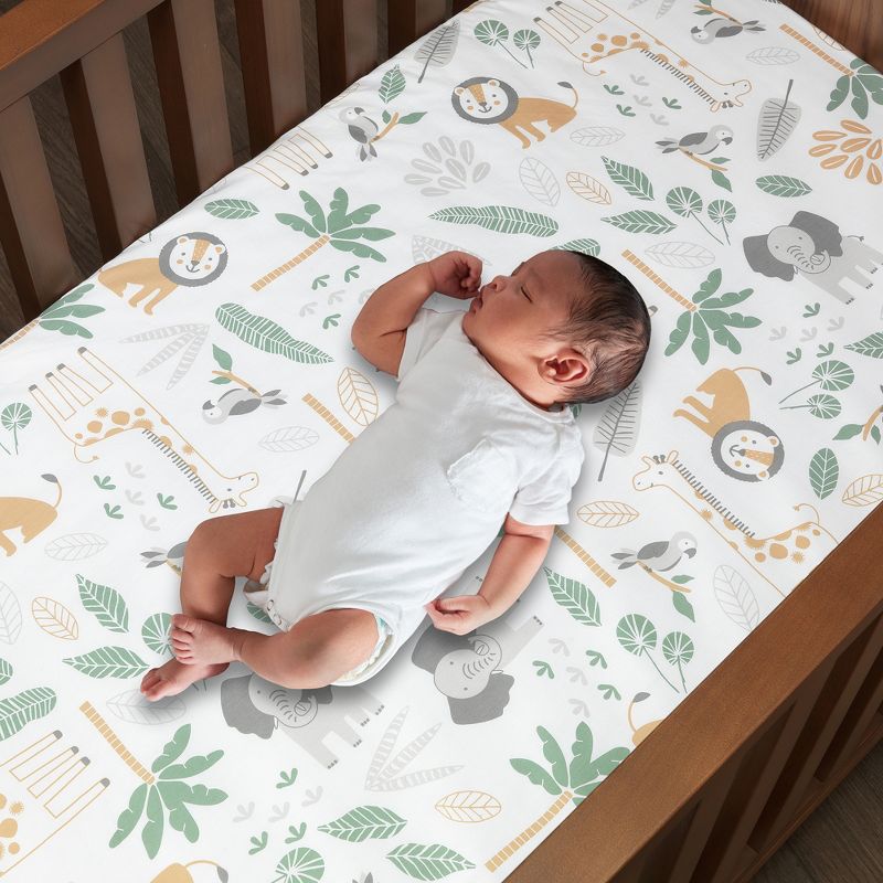 Lambs & Ivy Jungle Friends 100% Cotton Safari Animals Baby Fitted Crib Sheet, 2 of 6