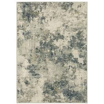 Bryant Distressed Abstract Indoor Area Rug Beige/Teal - Captiv8e Designs