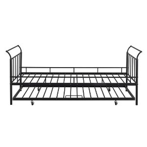 Metal Twin Daybed with Elegant Curved Handle Styling and Accompanying Twin Trundle Bed - 1 of 4