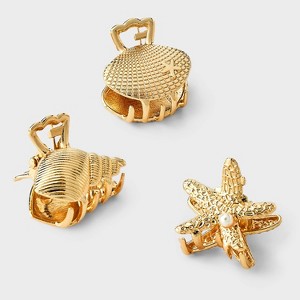 Seashell Claw Hair Clip Set 3pc - A New Day™ Gold - 1 of 3