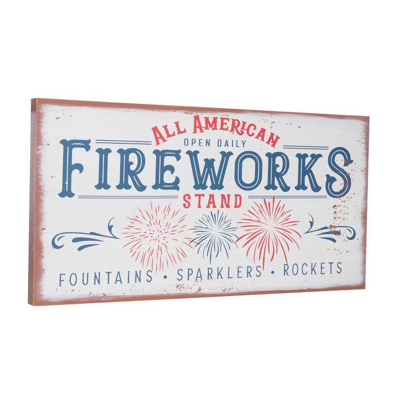 Transpac Wood 31.1 in. Multicolor Patriotic Rustic Fireworks Wall Decor, 2 of 5