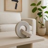 Home Decor and Bathroom Decor Marble Double Ring - Modern Shelf Sculpture and Office Accents for Room Styling - 6", White & Beige - 3 of 4
