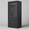 Fredees 70.8" Modern Wardrobe Armoire with LED Glass Doors, Motion Sensor, 2 Drawers & Hanging Rod - 4 of 4