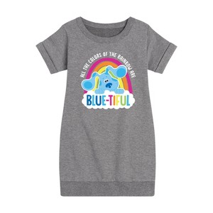 - Blue's Clues & You! - All The Colors Of The Rainbow Are Beautiful Graphic Short Sleeve Fleece Dress - 1 of 4