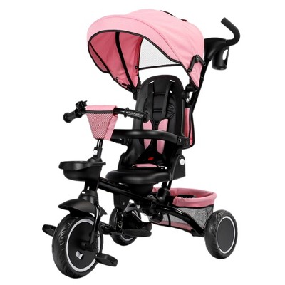 Kinder King 8 in 1 Kids Baby Stroller Tricycle Folding Toddler Trike w/Adjustable Push Handle