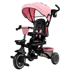 Kinder King 8 in 1 Kids Baby Stroller Tricycle Folding Toddler Trike w/Adjustable Push Handle - 1 of 4