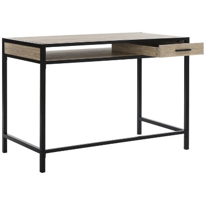 Alan Rustic Brown and Black Wood Corner Desk with Drawer