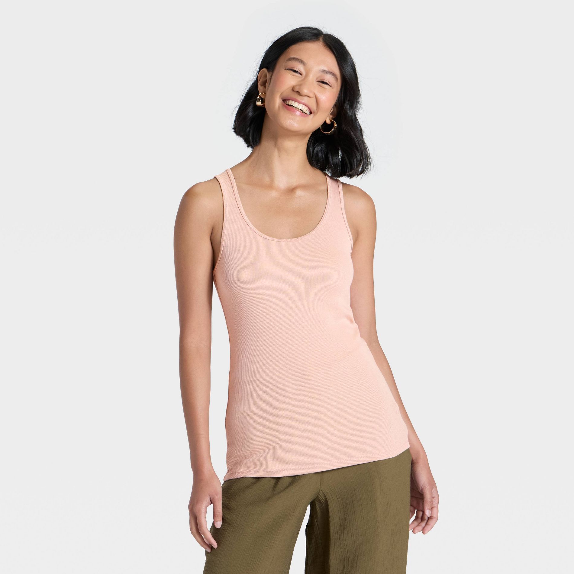 Women's Slim Fit Layered Tank Top - A New Day™ Pink M