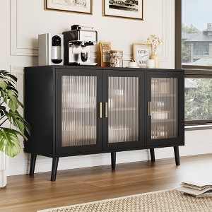 Sideboard Buffet Cabinet, Sideboard Cabinet with  Glass Doors and Removable Shelves,  Decorative for Living Room, Dining Room, Kitchen, Hallway,Black - 1 of 4