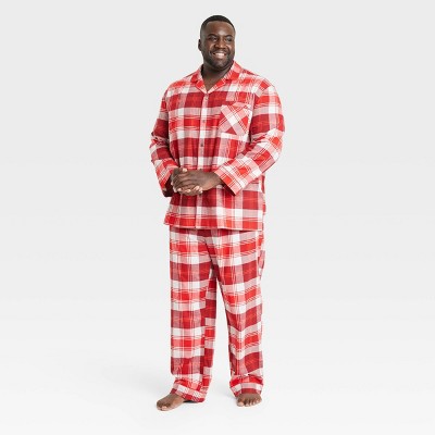 Men's Tartan Plaid 2pc Pajama Set - Hearth & Hand™ with Magnolia Red/Cream