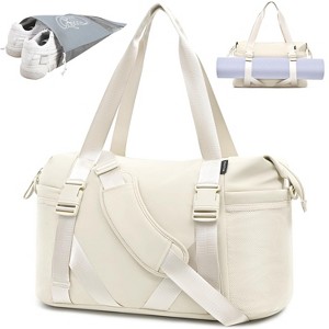 Women's Yoga Gym Bag with Yoga Mat Holder & 2 Bonus Shoe Pouches, Duffle Tote Bag - 1 of 4