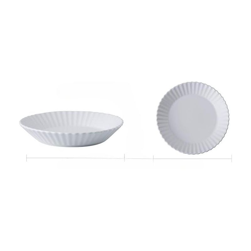 Bruntmor 8" Round Ceramic Restaurant Serving Inner Fluted Dessert Salad Plates, Set of 4, White, 5 of 7